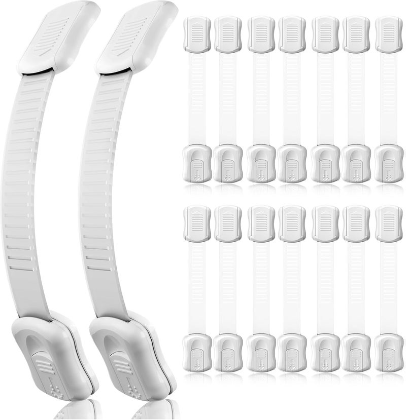Syican 16-Pack Cabinet Locks Baby Proofing - Child Proof Drawer Locks, Multi-Purpose for Drawers, Fridge, Toilet Seat, Trash Can, Ideal Stocking Stuffers, White - Image 1